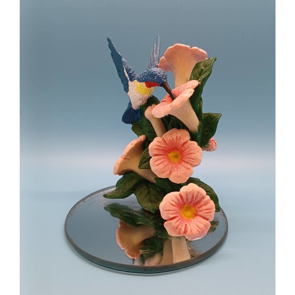 Hummingbird & Flowers on Round Mirror Base - Picture 6 of 10